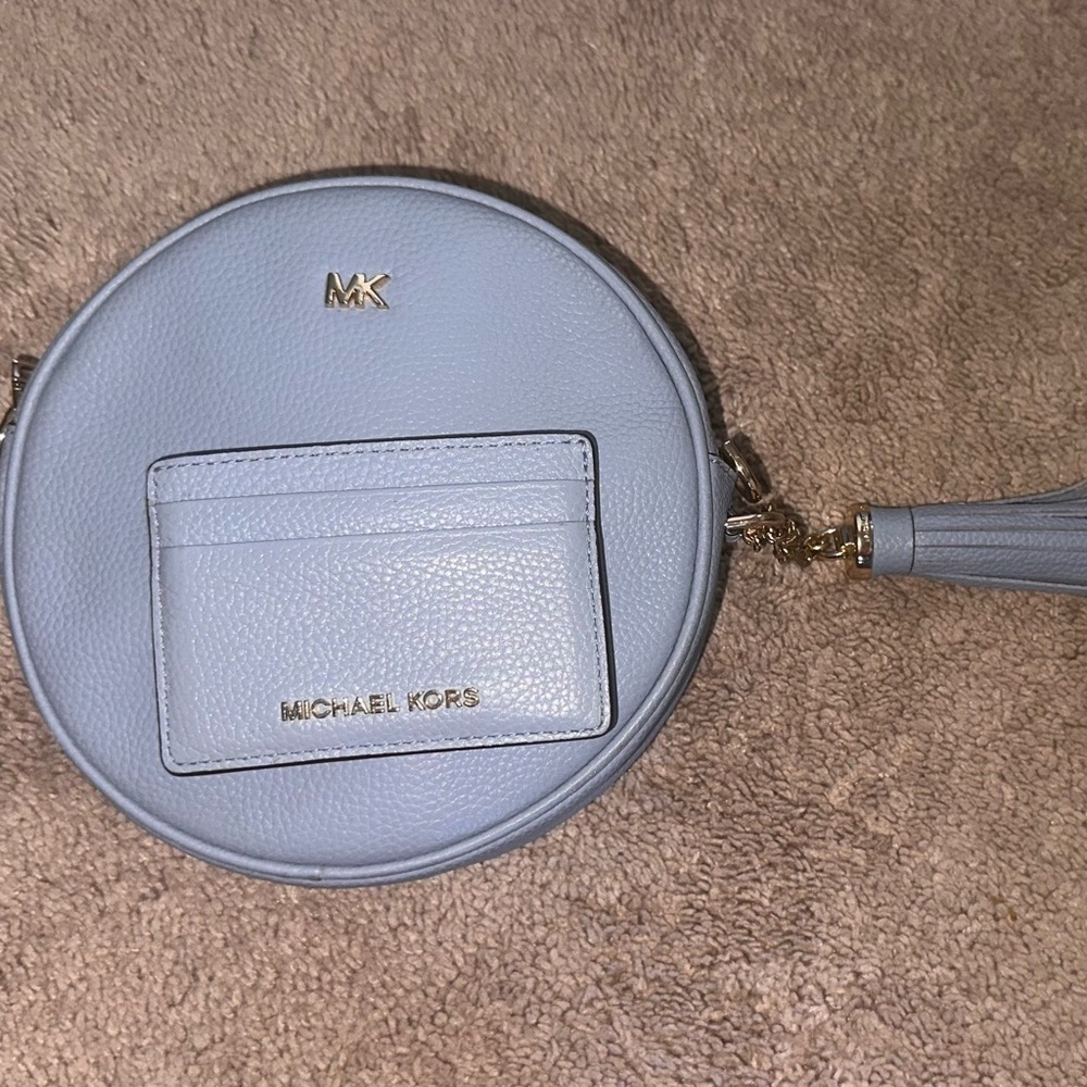 MICHAEL KORS LEATHER CIRCLE CANTEEN CROSSBODY WITH MATCHING CARD HOLDER EUC - Picture 9 of 10